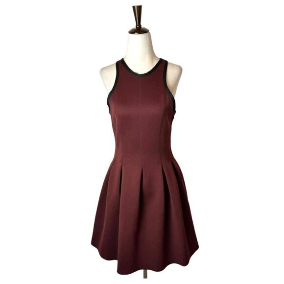 T Alexander Wang Brown Crew Neck Racerback Neoprene Mini Skater Dress Size S - Picture 3 of 11